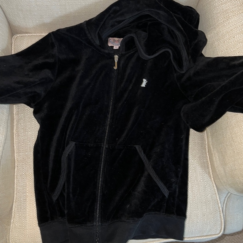 Juicy Couture black velour track jacket kids 14